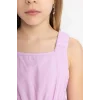 Defacto B4476 Mor Kız Çocuk Poplin Askılı Elbise