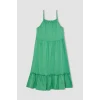 Defacto B4466 Yeşil Kız Çocuk Askılı Elbise