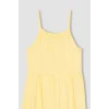 Defacto B4466 Sarı Kız Çocuk Askılı Elbise