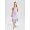 Defacto B4466 Mor Kız Çocuk Askılı Elbise