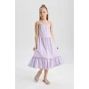 Defacto B4466 Mor Kız Çocuk Askılı Elbise