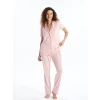 LCW DREAM PEMBE Gömlek Yaka Düz Kısa Kollu Kadın Pijama Takımı