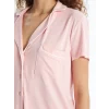 LCW DREAM PEMBE Gömlek Yaka Düz Kısa Kollu Kadın Pijama Takımı