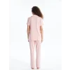 LCW DREAM PEMBE Gömlek Yaka Düz Kısa Kollu Kadın Pijama Takımı