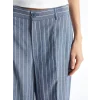 LCW Vision LACİVERT Standart Fit Çizgili Keten Karışımlı Kadın Pantolon