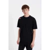 Defacto C4090 Siyah Oversize Geniş Kalıp Bisiklet Yaka Sırt Baskılı Kısa Kollu Tişört