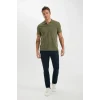 Defacto C5586 Haki New Regular Fit Fermuarlı Kısa Kollu Basic Düz Polo Tişört