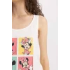 Defacto B8740 Kırmızı Fall in Love Pijama Takım Disney Mickey & Minnie Atlet Şort Beli Lastikli Alt
