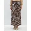 LCW Grace KAHVERENGİ Beli Lastikli Rahat Kalıp Desenli Kadın Etek