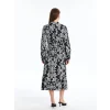 LCWAIKIKI Classic SİYAH Çiçekli Uzun Kollu Kadın Gömlek Elbise