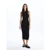 XSIDE SİYAH Kadın Halter Yaka Düz Bodycon Elbise