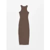 XSIDE KAHVERENGİ Kadın Halter Yaka Düz Bodycon Elbise