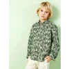 LCW Kids YEŞİL Desenli Uzun Kollu Erkek Çocuk Gömlek