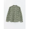 LCW Kids YEŞİL Desenli Uzun Kollu Erkek Çocuk Gömlek