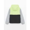 LCW Kids YEŞİL Kapüşonlu Renk Bloklu Erkek Çocuk Yağmurluk