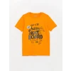 LCW Kids TURUNCU Bisiklet Yaka Baskılı Kısa Kollu Erkek Çocuk Pijama Takımı