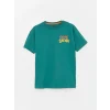 LCW Kids YEŞİL Bisiklet Yaka Baskılı Kısa Kollu Erkek Çocuk Pijama Takımı