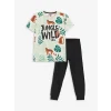 LCW Kids BEJ Bisiklet Yaka Baskılı Kısa Kollu Erkek Çocuk Pijama Takımı