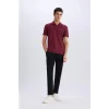 Defacto C1293 Bordo New Regular Fit Kısa Kollu Basic Düz Polo Tişört