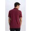 Defacto C1293 Bordo New Regular Fit Kısa Kollu Basic Düz Polo Tişört