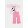 Defacto E4849 Pembe Kız Bebek Disney Mickey & Minnie 2li Takım Kısa Kollu Tişört Fitilli Kaşkorse Esnek Belli Tayt