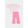 Defacto E4849 Pembe Kız Bebek Disney Mickey & Minnie 2li Takım Kısa Kollu Tişört Fitilli Kaşkorse Esnek Belli Tayt