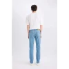 Defacto D8583 Mavi Pedro Slim Fit Dar Kalıp Normal Bel Dar Paça Jean Pantolon