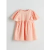LCW Kids PEMBE Bisiklet Yaka Kız Çocuk Müslin Elbise