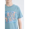 Defacto E0157 Mavi Erkek Çocuk Pijama Takımı Baskılı Kısa Kollu Üst Şort