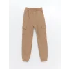 LCW Kids BEJ Beli Lastikli Kız Çocuk Jogger Eşofman Altı