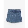 LCW Kids MAVİ Beli Lastikli Kız Çocuk Jean Şort Etek