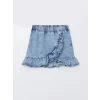 LCW Kids MAVİ Beli Lastikli Fırfırlı Kız Çocuk Jean Etek