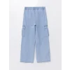 LCW Kids İNDİGO Beli Lastikli Wideleg Kız Çocuk Kargo Jean Pantolon