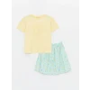 LCW Kids SARI Bisiklet Yaka Kız Çocuk Tişört ve Etek