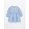 LCW Kids MAVİ Bebe Yaka Uzun Kollu Kız Bebek Elbise