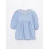 LCW Kids MAVİ Bebe Yaka Uzun Kollu Kız Bebek Elbise