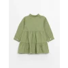 LCW Kids YEŞİL Gömlek Yaka Uzun Kollu Kız Bebek Elbise