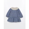 LCW Kids LACİVERT Bebe Yaka Uzun Kollu Kız Bebek Elbise