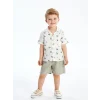 LCW Kids BEJ Resort Yaka Kısa Kollu Erkek Bebek Baskılı Gömlek