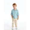 LCW Kids MAVİ Uzun Kollu Çizgili Erkek Bebek Gömlek