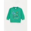 LCW baby YEŞİL Bisiklet Yaka Baskılı Erkek Bebek Sweatshirt ve Eşofman Alt 2li