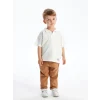 LCW Kids EKRU Polo Yaka Kısa Kollu Erkek Bebek Tişört ve Pantolon 2li Takım