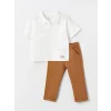 LCW Kids EKRU Polo Yaka Kısa Kollu Erkek Bebek Tişört ve Pantolon 2li Takım