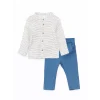 LCW baby EKRU Hakim Yaka Uzun Kollu Erkek Bebek Gömlek ve Pantolon 2li Takım