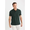 Defacto C1293 Yeşil Regular Fit Basic Düz Kısa Kollu Pike Polo Tişört