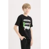 Defacto E3093 Siyah Erkek Çocuk Bisiklet Yaka Kısa Kollu Tişört