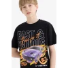 Defacto E3121 Siyah Erkek Çocuk Fast & Furious Bisiklet Yaka Kısa Kollu Tişört