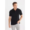 Defacto C1293 Siyah Regular Fit Basic Düz Kısa Kollu Pike Polo Tişört
