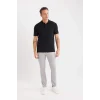 Defacto C1293 Siyah Regular Fit Basic Düz Kısa Kollu Pike Polo Tişört