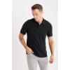 Defacto C1293 Siyah Regular Fit Basic Düz Kısa Kollu Pike Polo Tişört